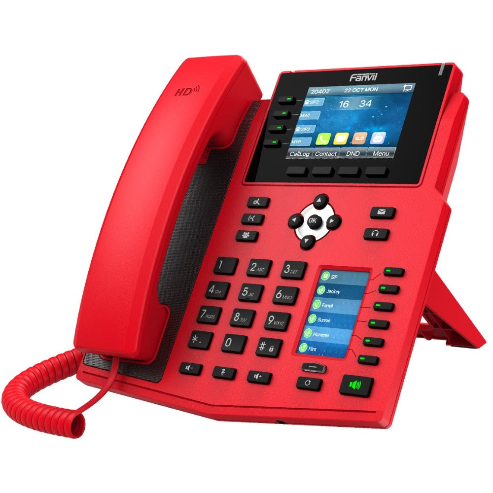 Fanvil-X5U-Red-Gigabit-IP-Phone-Side