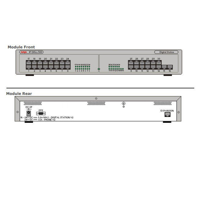 Avaya-IP500-Digital-Station-30-expansion-module-700426216-front-rear