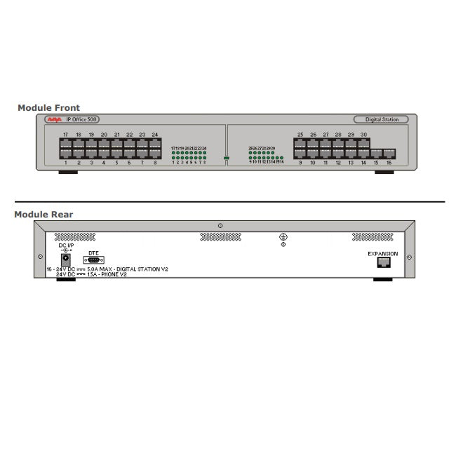 Avaya IP Office 500 ds16b 16-ports rj45デジタル拡張モジュール700501585 Avaya IP500 DS16B Digital Station - Refurbished