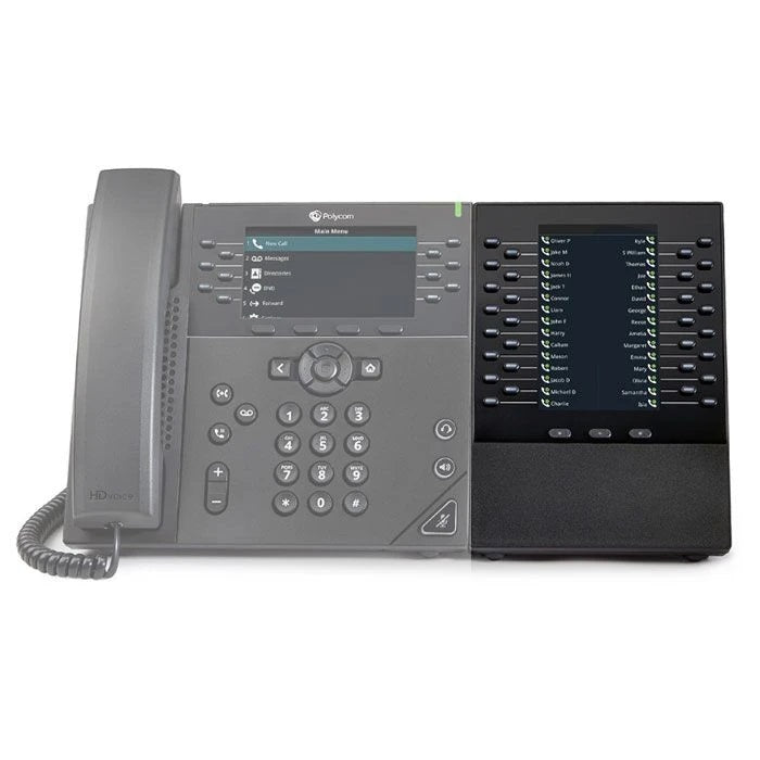 polycom-vvx-em50-expansion-module-2200-48890-025-connected-to-phone